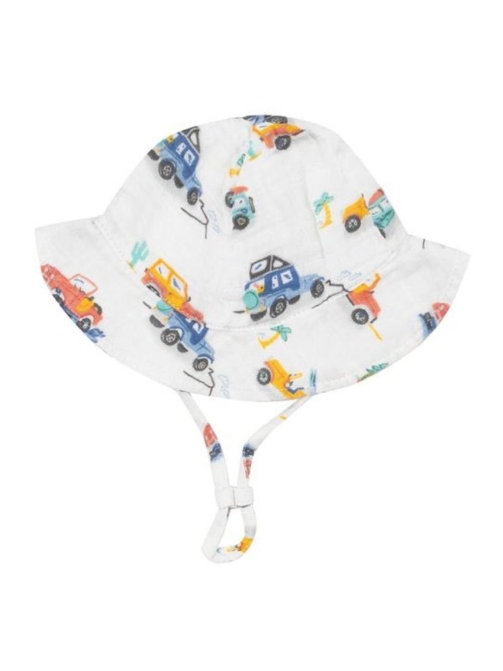 Angel Dear Organic Off Road Adventure Sunhat White Print Baby Bucket Hat 12-24M